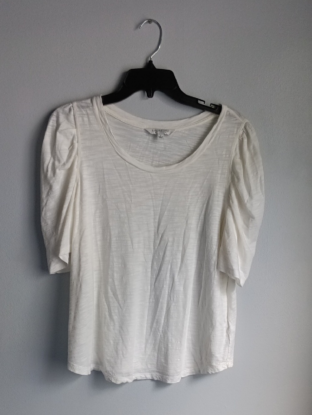 Liverpool Los Angeles White Puff-Sleeve Women's Top